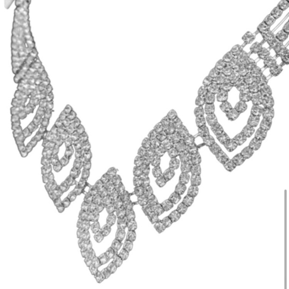 New Christina Collection Rhinestone Necklace and Earrings 3 piece Set - Picture 6 of 6